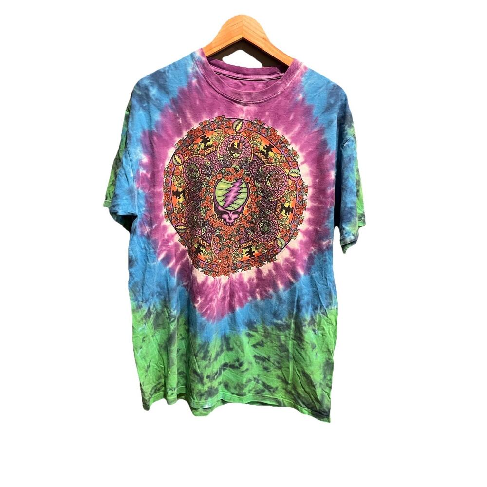 Liquid Blue VTG 2000 Rose Skull Graphic Tie‎ Dye Short Sleeve T-Shirt Size 2XL